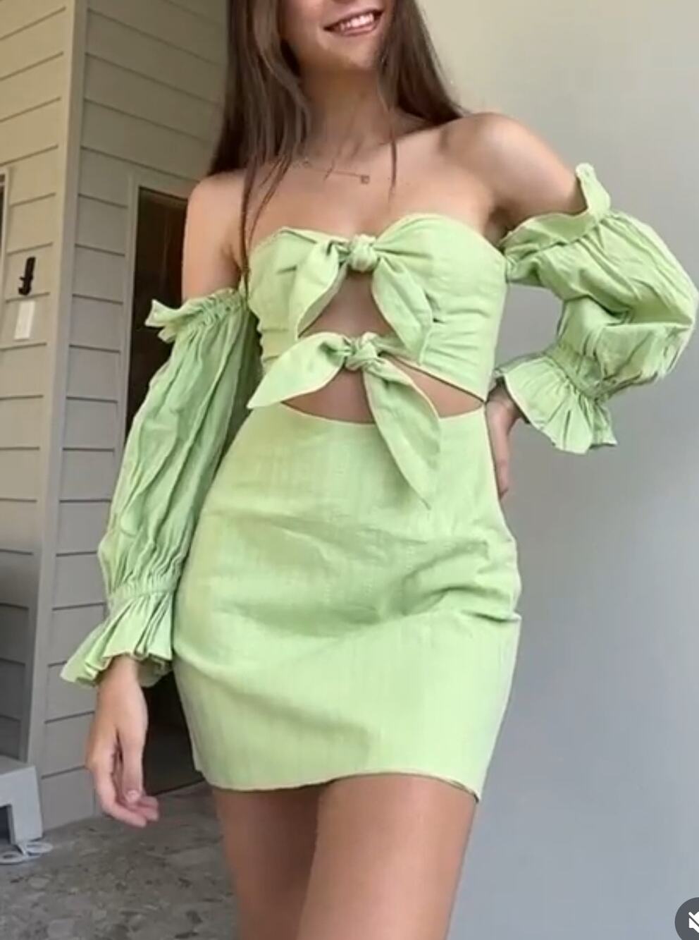 Sabo Green Double Knot Cut Out Mini Dress Size 10